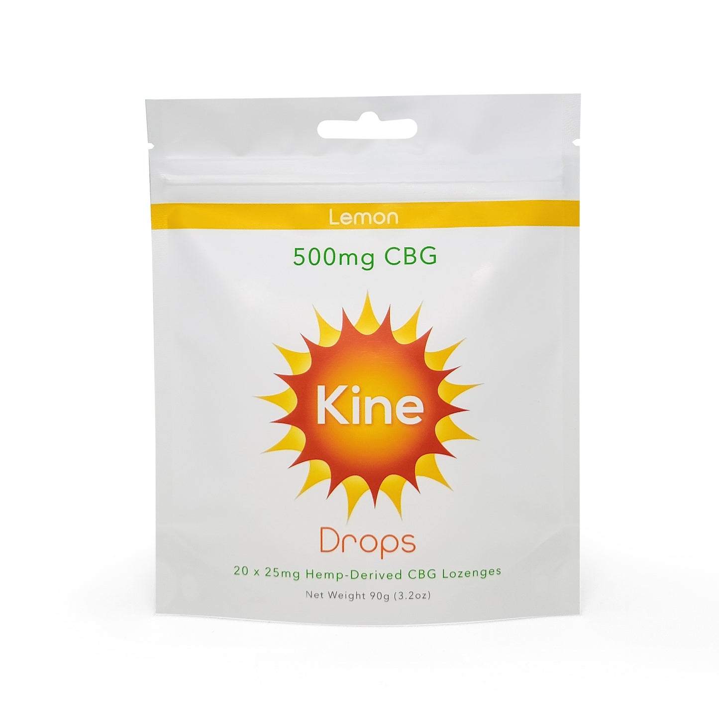 Kine Lemon flavored organic CBG 25mg 500mg lozenges drops