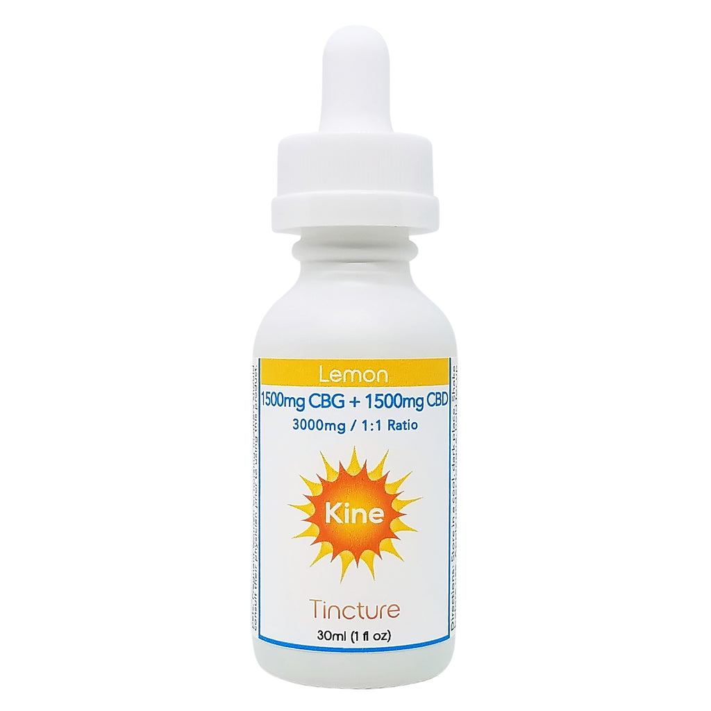 Kine Lemon Flavored Organic Tincture CBG CBD 1:1 3000mg drops