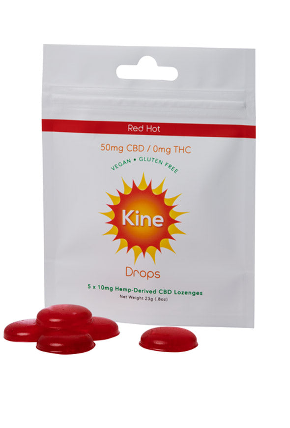 Kine Red Hot Cinnamon Flavored Organic CBD 10mg 50mg Drops Lozenges 