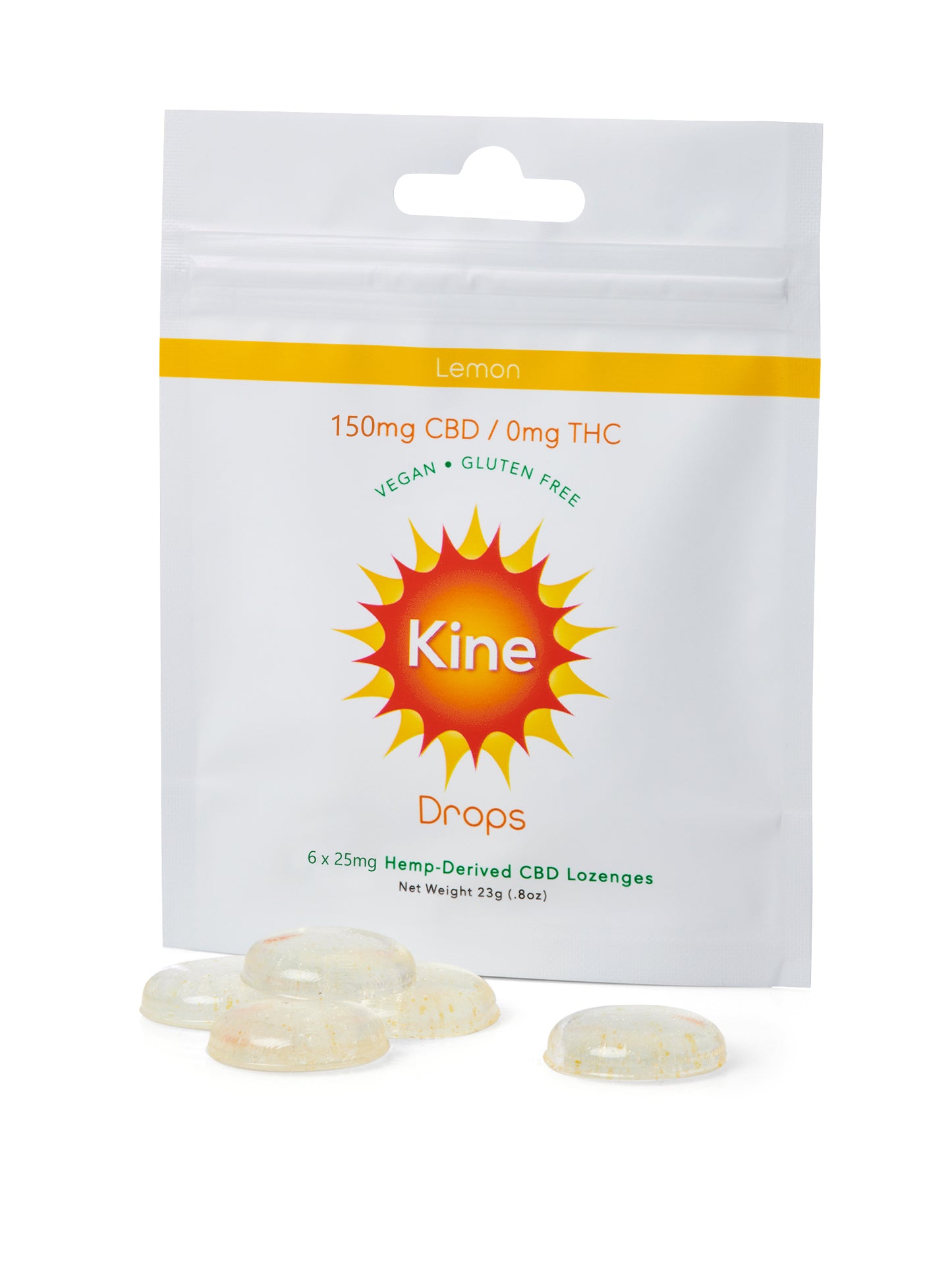 Kine Lemon 25mg 150mg CBD Drops Lozenges 