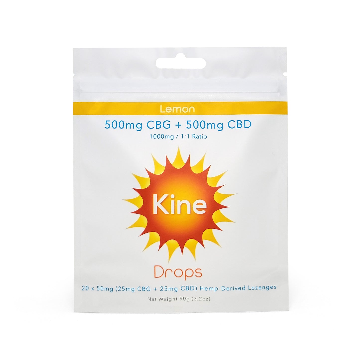 Kine Lemon Flavored Organic Drops 50mg 1000mg CBG CBD 1:1 Lozenges drops  