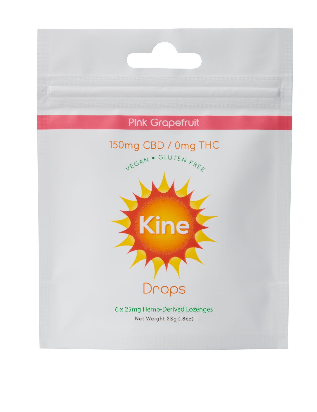 Kine Pink Grapefruit Flavored Organic CBD 25mg 150mg Drops Lozenges 