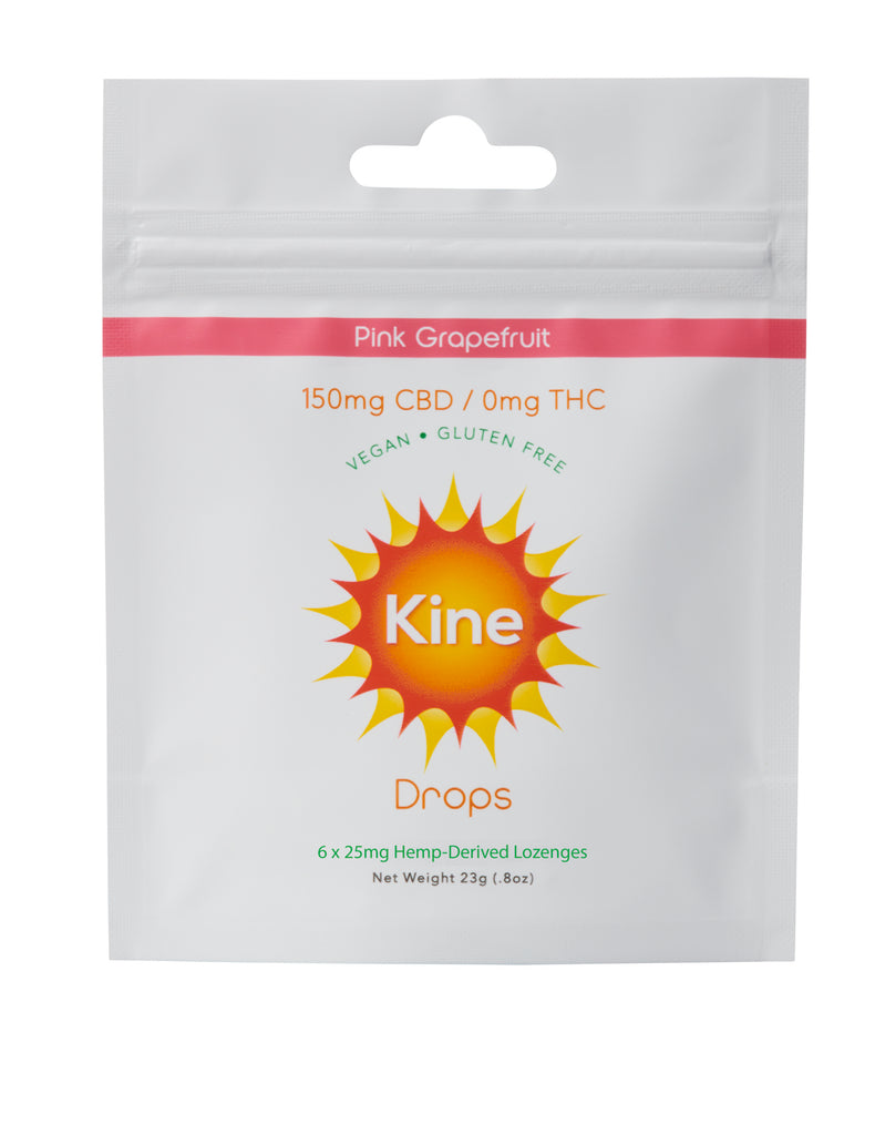 Kine Pink Grapefruit Flavored Organic CBD 25mg 150mg Drops Lozenges 