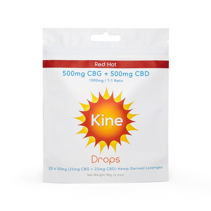 Kine Red Hot Cinnamon Flavored Organic CBG CBD 1:1 50mg 1000mg CBG lozenges drops